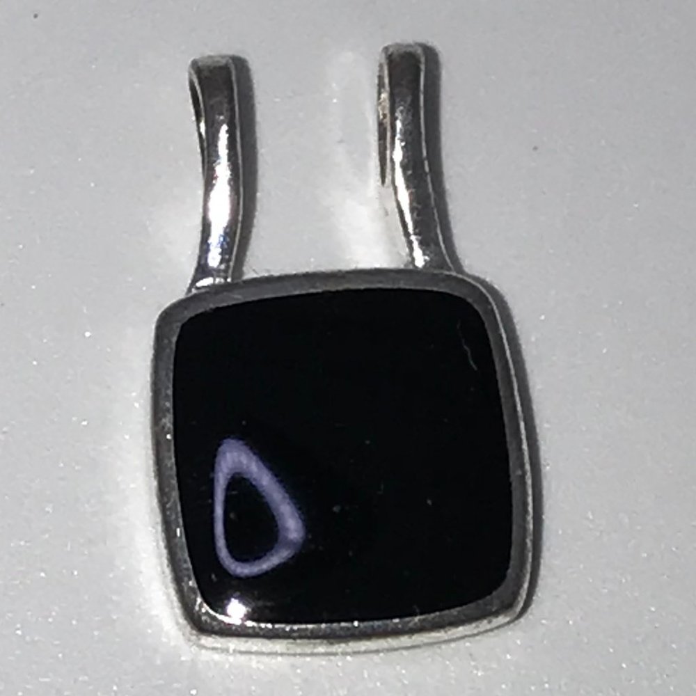 Sterling Silver And Onyx Square Pendant